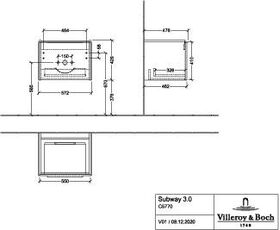 V&B Waschtischunterschrank SUBWAY 3.0 572x429x478mm f SWT Gri Alu glänz. Br w