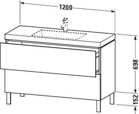 Duravit Waschtischset L-CUBE 1200x480mm 2 Au 1 HL we s-matt ES Ah Mi.