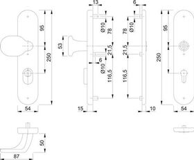 Schutzgarnitur 86G/3332ZA/3310 Alu.F1 92mm 67-77mm HOPPE