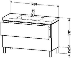 Duravit Waschtischunterbau L-CUBE m WT Vero Air 698x1200x480mm o HL bet-gr