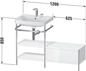 Duravit Waschtischset HAPPY D.2 PLUS 1200x490mm ohne Hahnloch weiß hochglanz