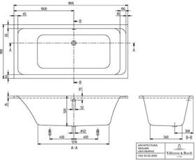 V&B Whirlpoolsystem ARCHITECTURA m BW R-eck 1900x900 Tech. Pos 1 we