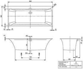 V&B Whirlpoolsystem SQUARO EDGE 12 m BW R-eck 180x80 Tech. Pos 2 we