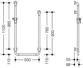 Hewi Duschhandlauf SERIE 801 U-Form aquablau