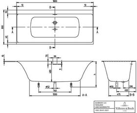 V&B Whirlpoolsystem SUBWAY 3.0 Hy E m SilentFlow Tech. Pos 2 St white