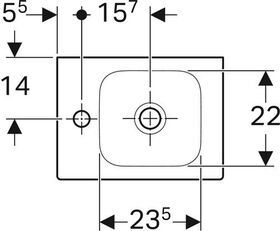 Geberit Handwaschbecken iCon 380x280mm o ÜL m Hahnloch links weiß KT