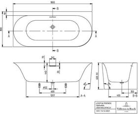 V&B Vorwandwanne LOOP & FRIENDS OVAL DUO wd. 1800x800mm Eckausführung li we