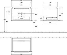 V&B Waschtischunterschrank SUBWAY 2.0 637x420x454mm Black Matt Lacquer