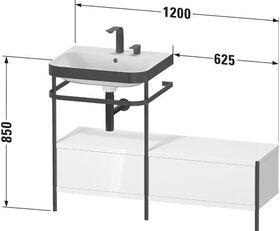 Duravit Waschtischset HAPPY D.2 PLUS 1200x490mm ein Hahnloch weiß hochglanz