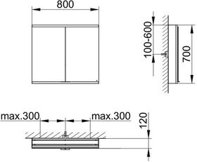 Keuco Spiegelschrank ROYAL MODULAR 2.0 Breite 800mm Höhe 700mm Tiefe 120mm