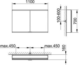 Keuco Spiegelschrank ROYAL MODULAR 2.0 Breite 1100mm Höhe 700mm Tiefe 160mm