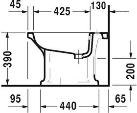 Duravit Stand-Bidet 1930 m ÜL HLB 355x600mm 1 Hahnloch weiß WG