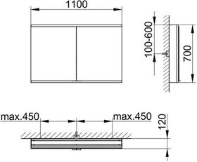 Keuco Spiegelschrank ROYAL MODULAR 2.0 Breite 1100mm Höhe 700mm Tiefe 120mm