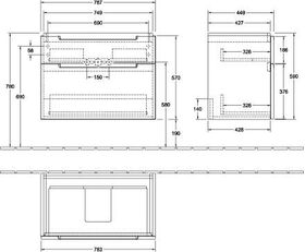 V&B Waschtischunterschrank SUBWAY 2.0 787x590x449mm Glossy white