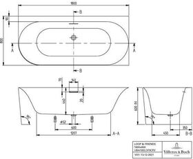 V&B Vorwandwanne LOOP & FRIENDS OVAL DUO wd. 1800x800mm Eckausführung re we