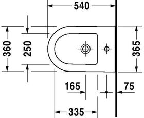 Duravit Wand-Bidet DARLING NEW m ÜL HLB 370x540mm 1 Hahnloch weiß