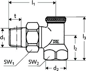 Schell Heizkörperverschraubung absperrbar 10 bar, Eck mattnickel, 1/2Zoll