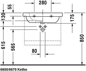 Duravit Möbelwaschtisch D-CODE m ÜL HLB 650x480mm weiß 1 Hahnloch