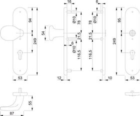 Schutzgarnitur E86G/3331/3310 VA F69 92mm 67-77mm HOPPE