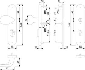 Schutzgarnitur E86G/3332ZA/3310 VA F69 92mm 67-77mm HOPPE