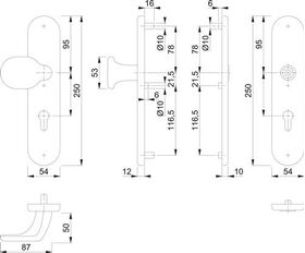 Schutzgarnitur 86G/3331/3310 Alu.F1 92mm 67-77mm HOPPE