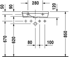 Duravit Handwaschbecken DURASTYLE o ÜL m HLB 500x220mm 1 HL links weiß