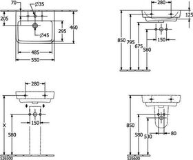 V&B Waschtisch O.NOVO 550x460mm ohne ÜL we