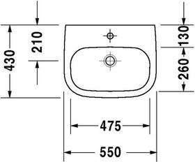 Duravit Waschtisch D-CODE MED o ÜL m HLB 550x430mm 1 Hahnloch weiß