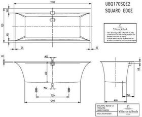 V&B Whirlpoolsystem SQUARO EDGE 12 m BW R-eck 170x75 Tech. Pos 2 we