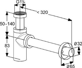 Kludi Design-Flaschen-Geruchverschluss PO Ablaufgarnitur G 1 1/4Zoll ma-sw