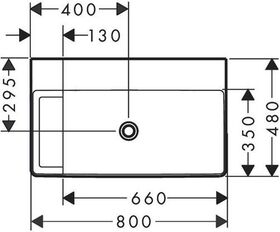 HG Waschtisch Xelu Q o HL o ÜL 800x480mm Ablage links weiß