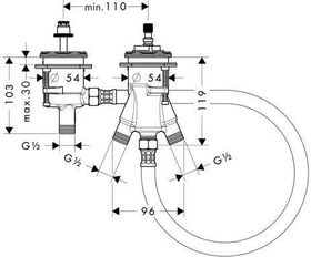 Grundkörper AXOR DN 15 f 2-L Wannenrandarm mit Thermostat