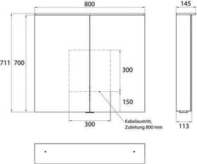 Emco LED-Lichtspiegelschr. FLAT 2 DESIGN AP 800x711mm 2-tü m Lichtsegel Aluminiu