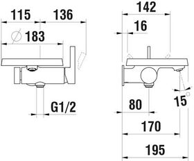 Laufen Einhand-Wannenmischer KARTELL Disc, für Simibox 1-point chrom