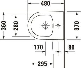 Duravit Wand-Bidet Soleil by Starck m ÜL und Hahnlochbank 370x480mm weiß