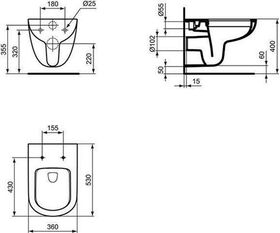 IDS Wand-WC-Kombipaket EUROVIT PLUS 360x530x350mm, ohne Spülrand weiß - VPE: 12