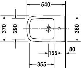 Duravit Wand-Bidet DURASTYLE m ÜL HLB 370x540mm 1 Hahnloch weiß WG