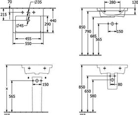 V&B Waschtisch SUBWAY 3.0 550x440mm mit ÜL mit HL we