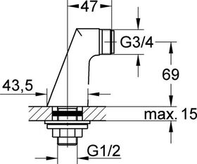 Grohe Standanschluss 1/2" Ausldg 47mm chr