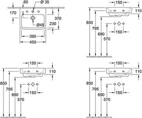 V&B Handwaschbecken O.NOVO 450x370mm ohne ÜL we AntiBac C+