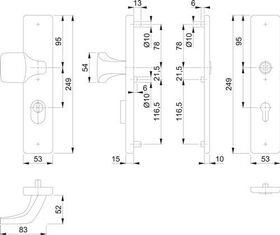 Schutzgarnitur E61G/2222ZA/2210 VA F69 92mm 67-77mm HOPPE