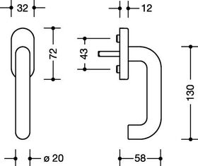 Fenstergriff 111PBFG PA 98 signalweiß 30mm Stand.HEWI