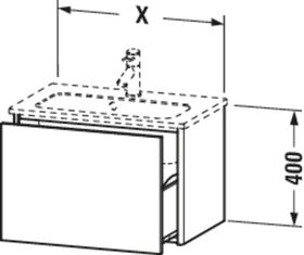 Duravit Waschtischunterbau XSQUARE 610x400x388mm 1 Ausz. we ma ES Ah mitte