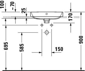 Duravit Aufsatzbecken HAPPY D.2 PLUS m ÜL m HLB 500x400mm 1 Hahnloch weiß