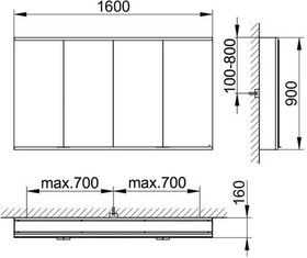 Keuco Spiegelschrank ROYAL MODULAR 2.0 Breite 1600mm Höhe 900mm Tiefe 160mm