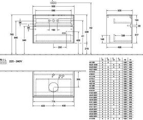 V&B Waschtischunterschrank COLLARO 800x548x500mm WT mttg m LED-B. glos. gr