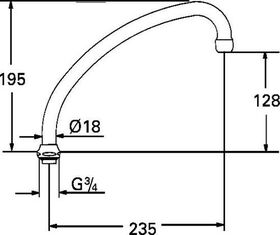 Grohe Rohrauslauf 5 Stück Ausldg 235mm chr