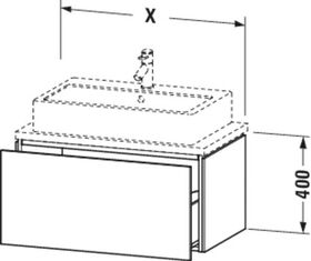 Duravit Waschtischunterbau L-CUBE 620x477mm 1 Ausz. we s-matt ES NB mitte