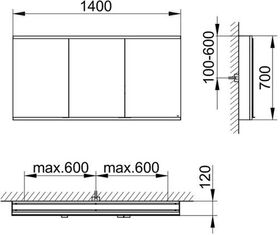 Keuco Spiegelschrank ROYAL MODULAR 2.0 Breite 1400mm Höhe 700mm Tiefe 120mm