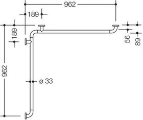 Hewi Dusch-Wannenhandlauf SERIE 801 waagerecht je 962mm, d= 33mm stahlblau